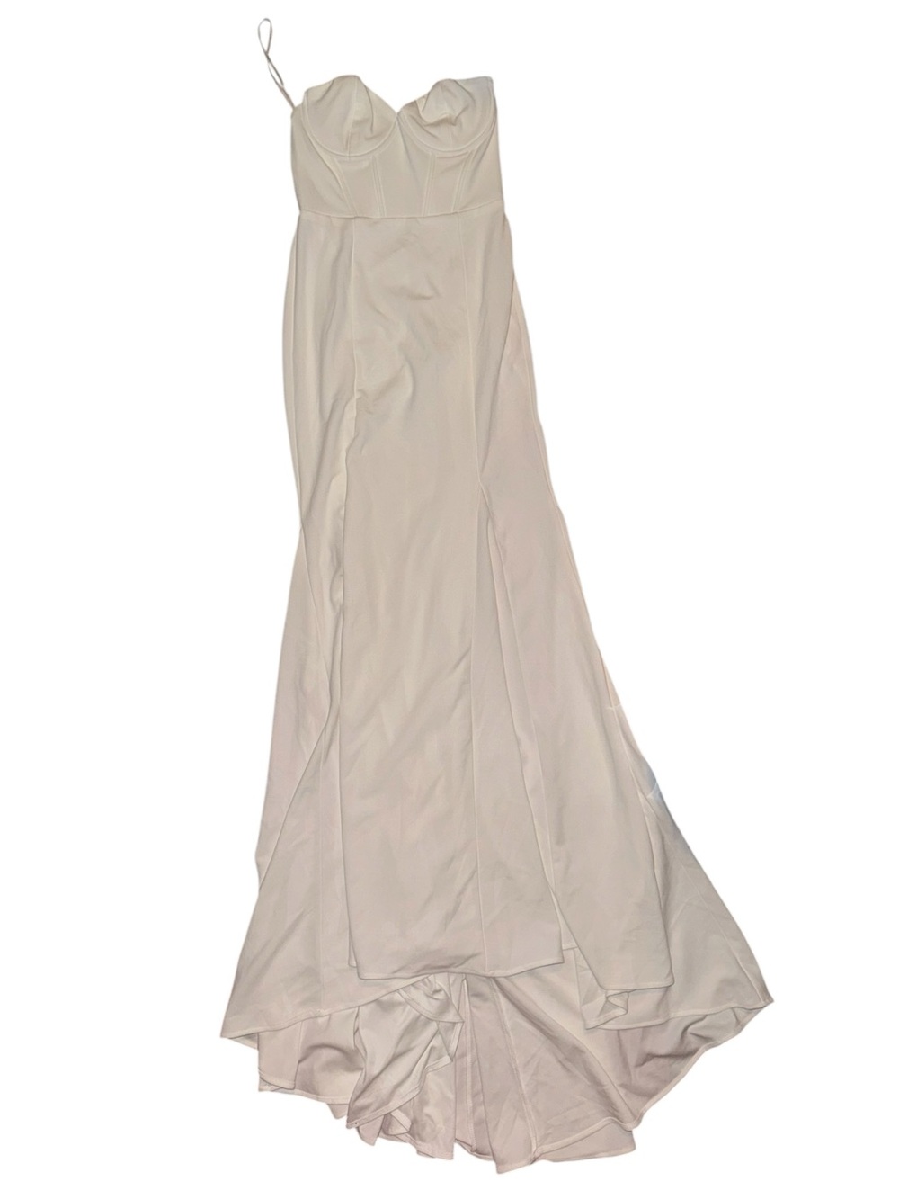 Lulus strapless bustier/corset style wedding dress small NWOT high low